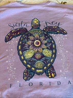Lavender Long Sleeve Tee with Sea Turtle Graphic Size L
